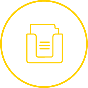 Yellow bureau icon of a set of invoices