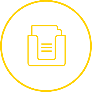 Yellow bureau icon of a set of invoices