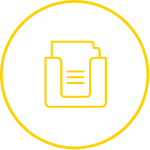 Yellow bureau icon of a set of invoices