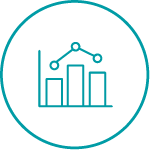 Teal icon with graphs for renewable energy and carbon trading