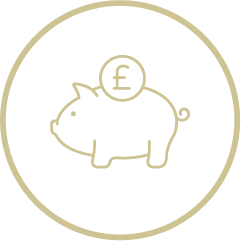 A brown piggy bank icon