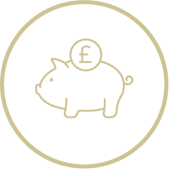 A brown piggy bank icon