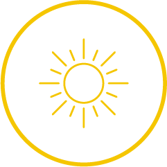 Yellow icon with a sun in centre