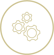 Brown icon of cogs