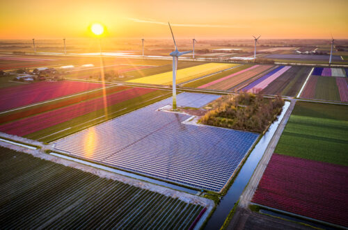 Solar energy and wind power stations